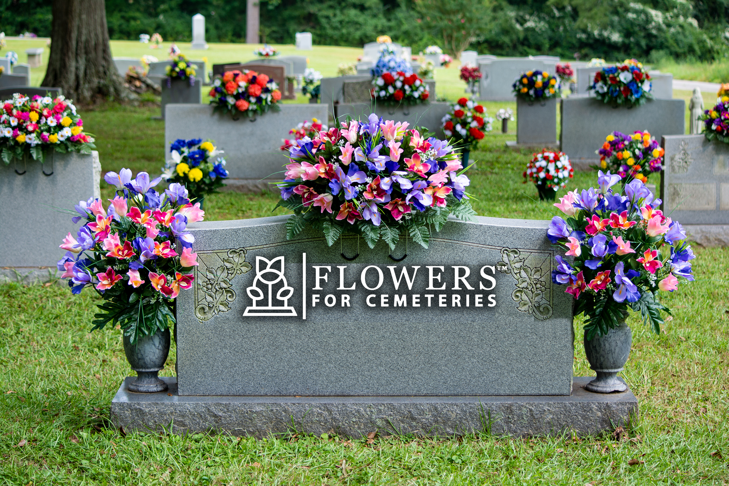 Amazing Cemetery Headstone Floral Saddle Arrangement 